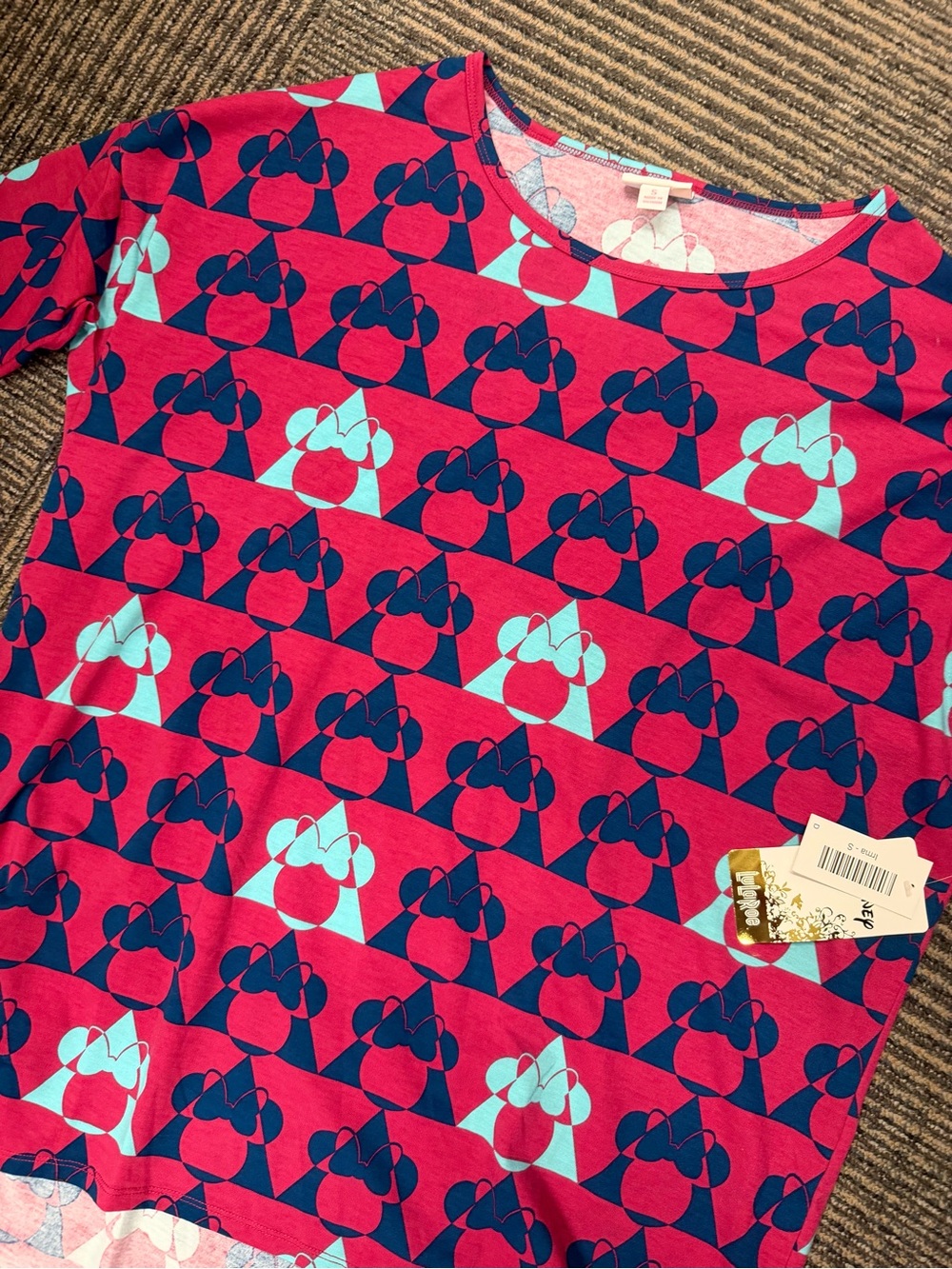NWT LuLaRoe Disney Minnie Mouse Irma Navy Blue Sz S